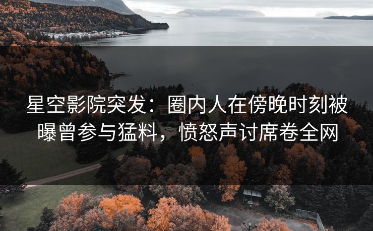 星空影院突发：圈内人在傍晚时刻被曝曾参与猛料，愤怒声讨席卷全网